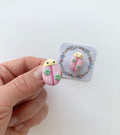 Polymer Clay Ladybug Brooch - Pink Floral Pin